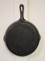 Frying pan on kitchen wall